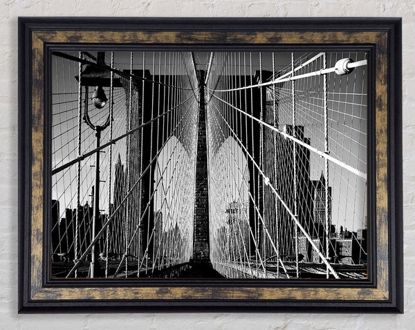 NYC Brooklyn Bridge Architect B n W Framed Print