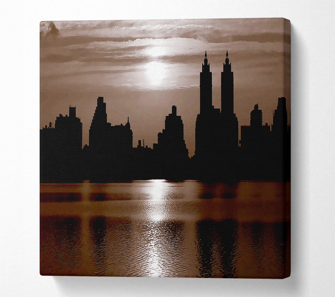  A Canvas Print of Nyc Brown Skyline Canvas Wall Art