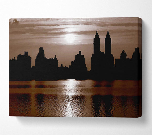  A Canvas Print of Nyc Brown Skyline Canvas Wall Art