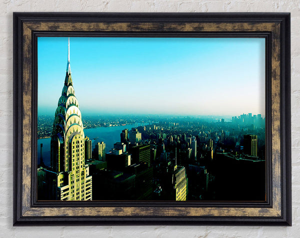 Nyc Empire State Blue Framed Print