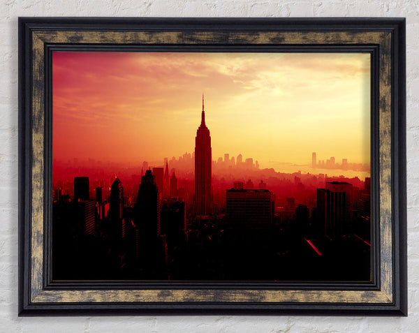 Nyc Empire State Building At Sunset Framed Print