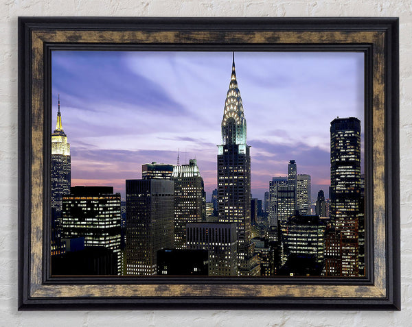 NYC Empire State Building Lilac Sky Framed Print