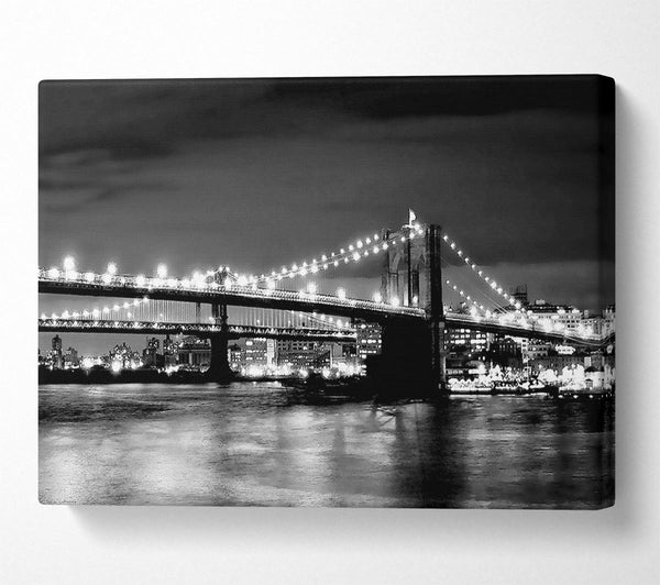  A Canvas Print of NYC Night Bridge B n W Canvas Print