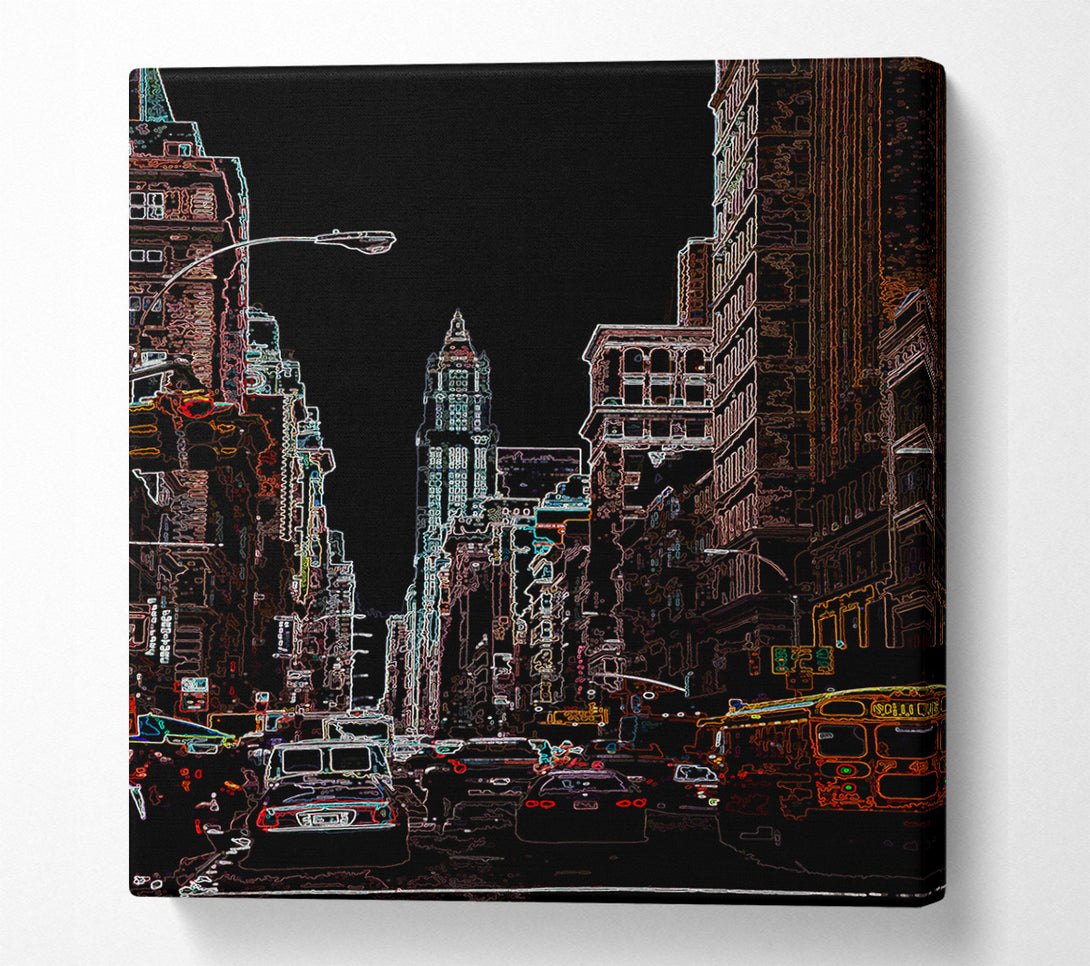  A Canvas Print of NYC Streets Psychedelic Canvas Print