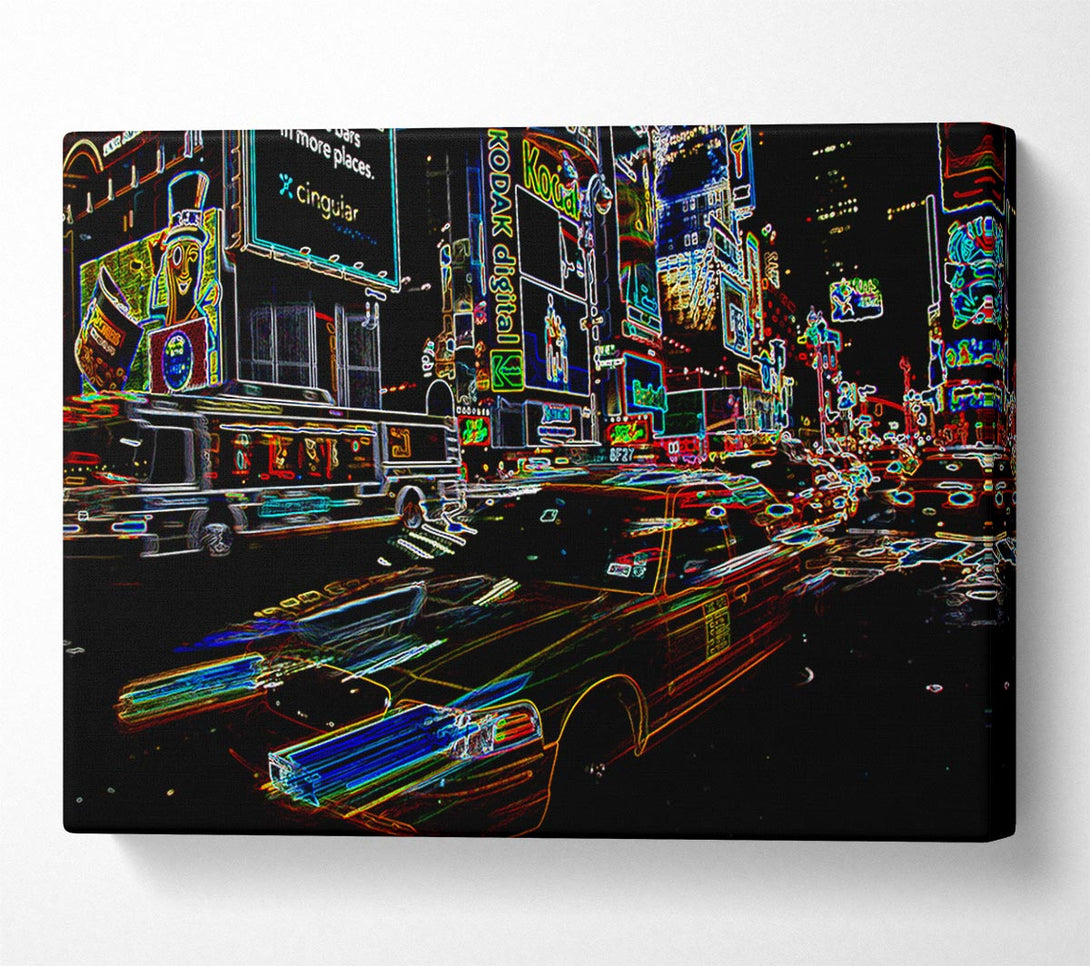  A Canvas Print of NYC Taxi Psychedelic Canvas Wall Art