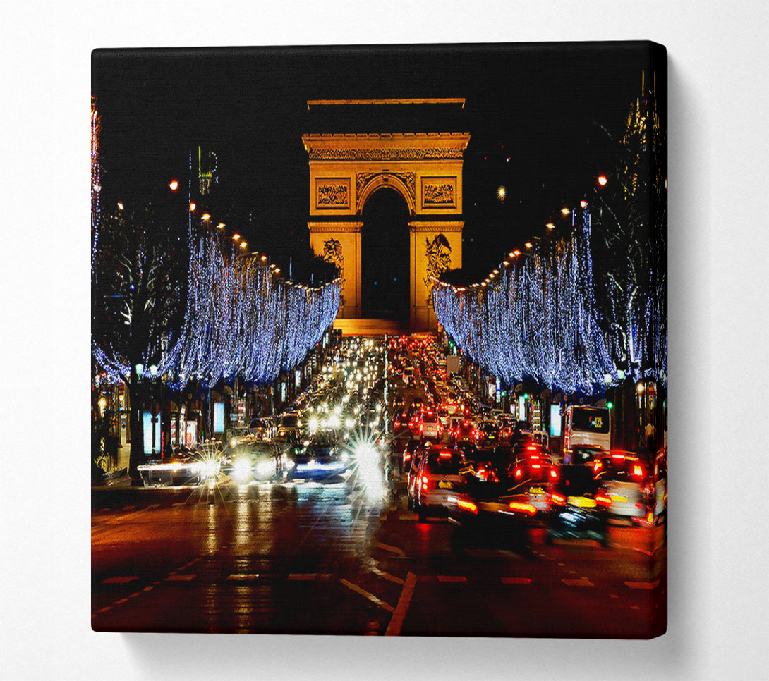  A Canvas Print of Paris Arc De Triomphe Night Lights Canvas Wall Art