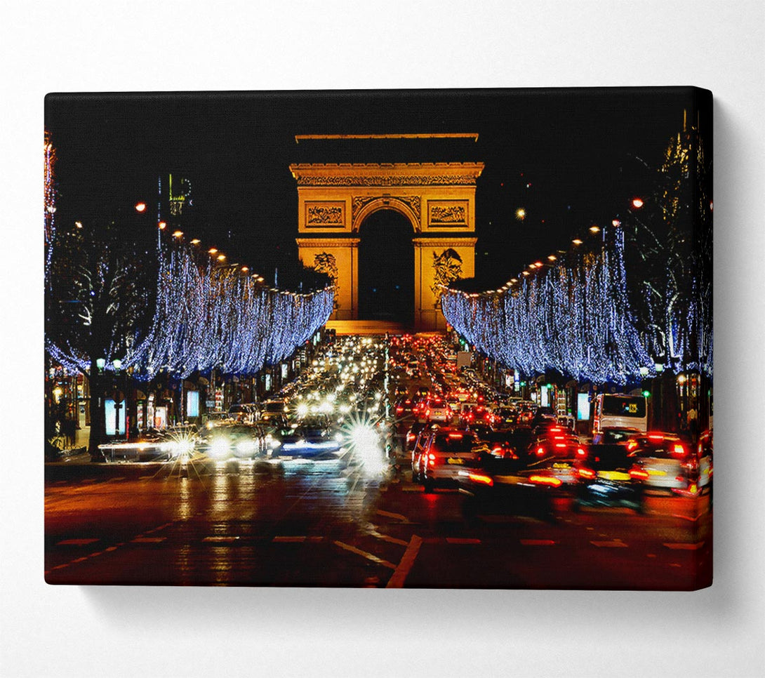 A Canvas Print of Paris Arc De Triomphe Night Lights Canvas Wall Art