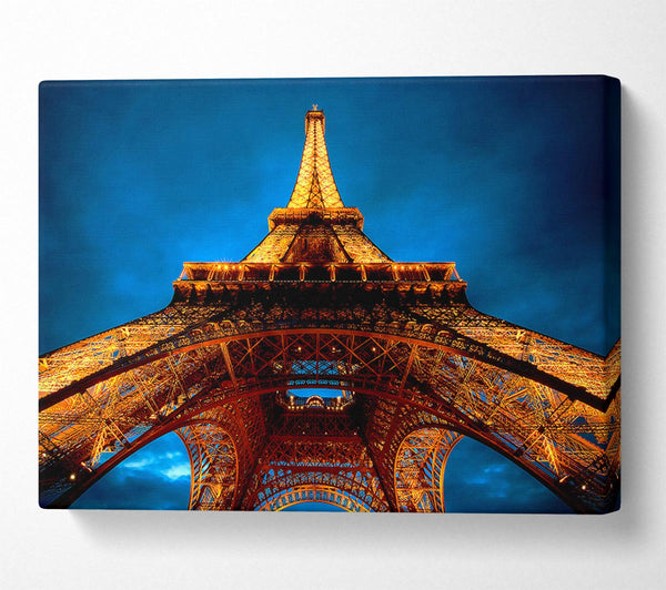  A Canvas Print of Paris At Night Eiffel Tower View From Below Canvas Print