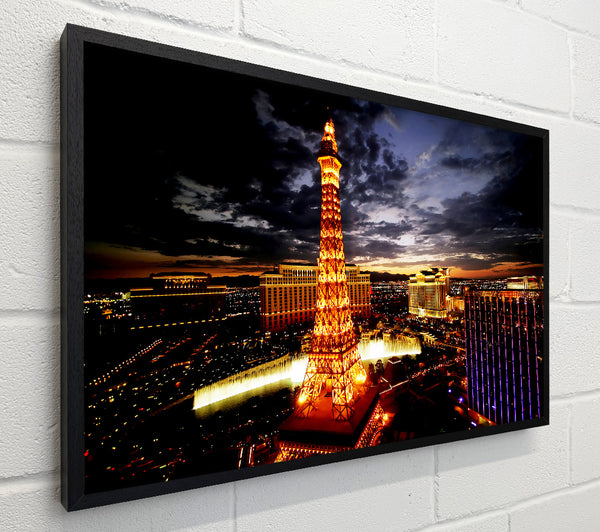 Paris Eiffel Tower Golden Night Glow