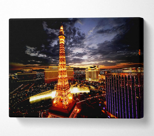  A Canvas Print of Paris Eiffel Tower Golden Night Glow Canvas Print