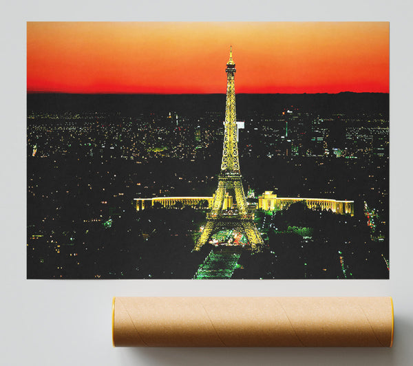 Paris Eiffel Tower Golden Nights Giclee Print
