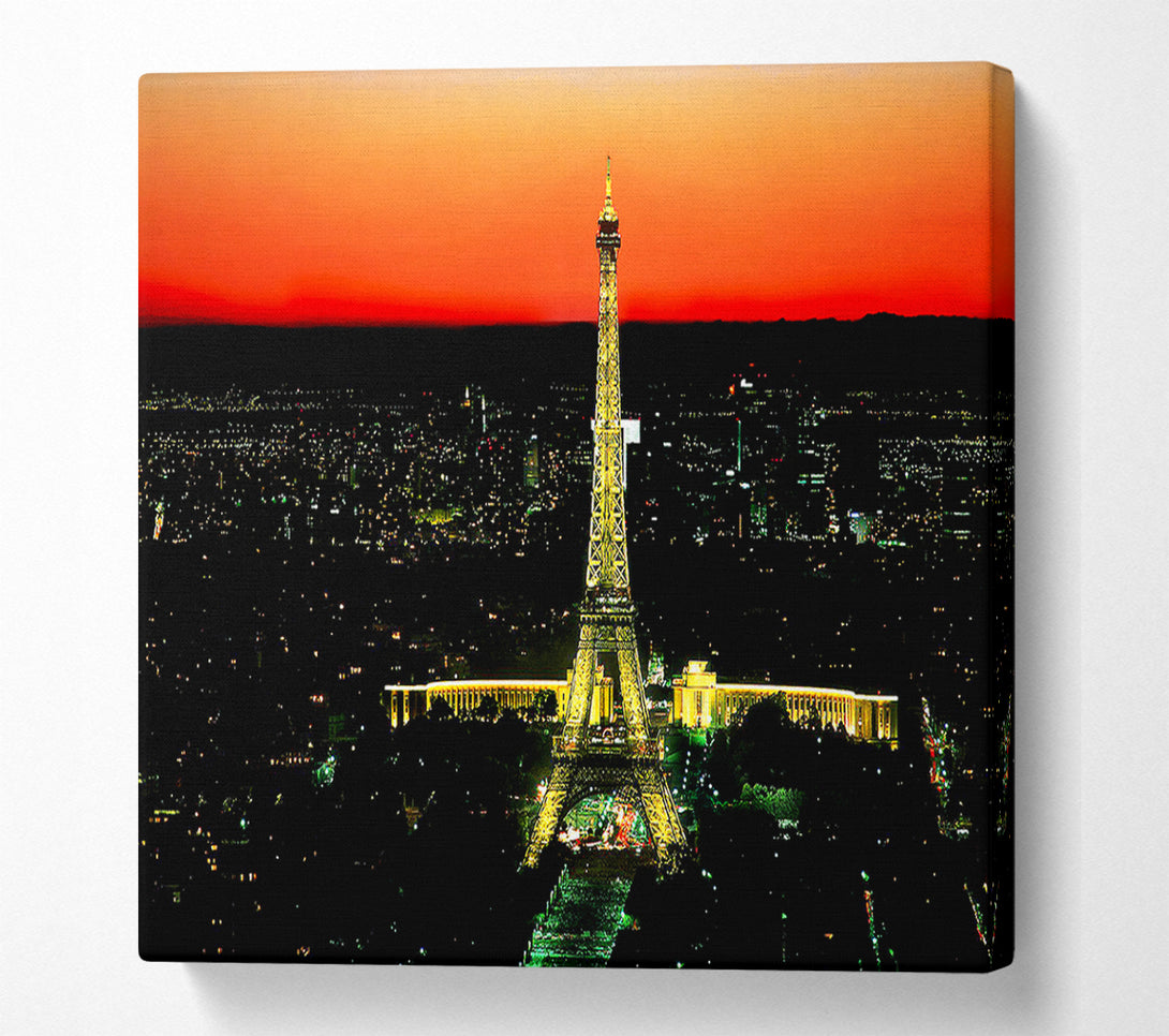  A Canvas Print of Paris Eiffel Tower Golden Nights Canvas Print