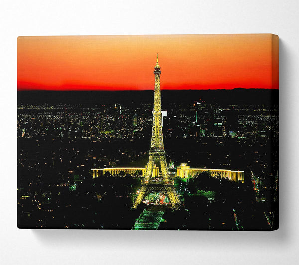  A Canvas Print of Paris Eiffel Tower Golden Nights Canvas Print