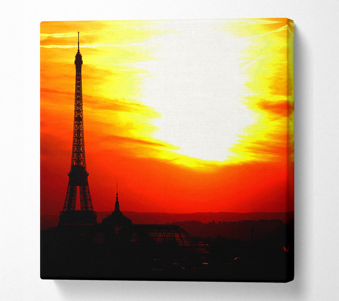  A Canvas Print of Paris Eiffel Tower Sun Blaze Canvas Print