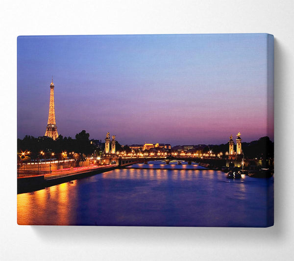  A Canvas Print of Paris Seine River At Night Canvas Art