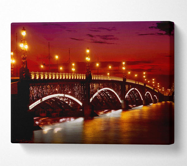  A Canvas Print of Prague Bridge Glow Canvas Art