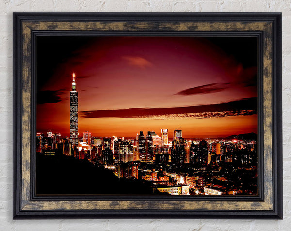 Radio Tower Beacon City Framed Print