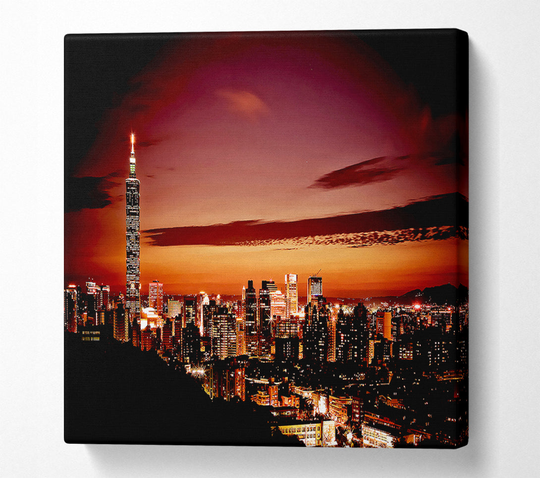  A Canvas Print of Radio Tower Beacon City Canvas Art