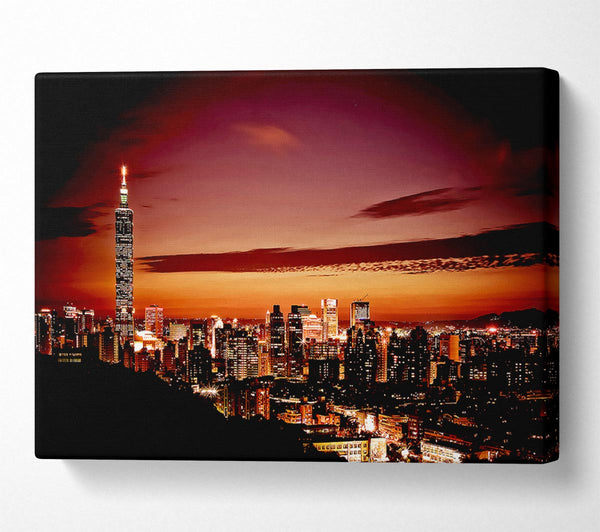  A Canvas Print of Radio Tower Beacon City Canvas Art