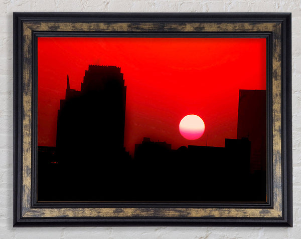 Red City Sundown Framed Print
