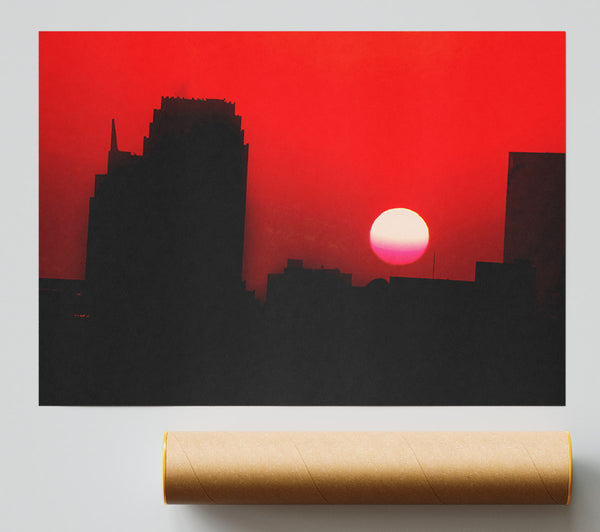 Red City Sundown Giclee Print