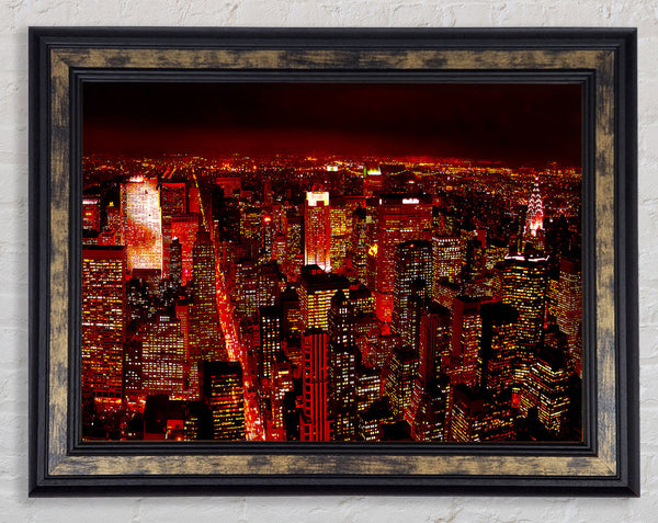 Red Glow City Framed Print
