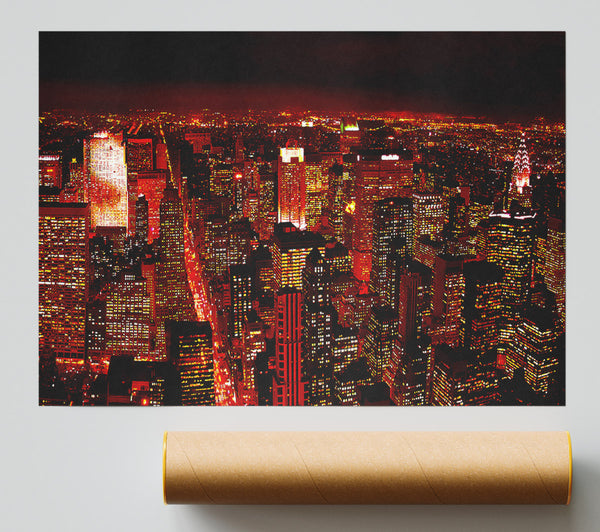 Red Glow City Poster