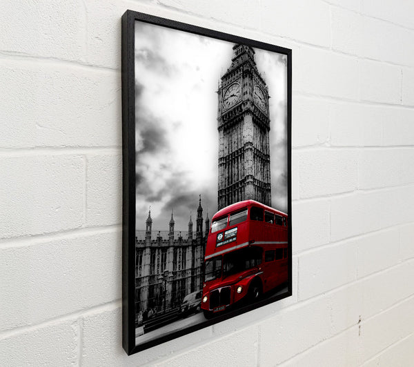 Red London Bus Big Ben B n W