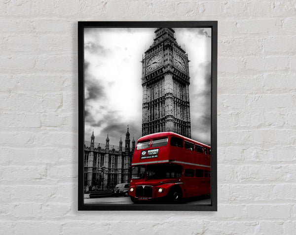 Red London Bus Big Ben B n W