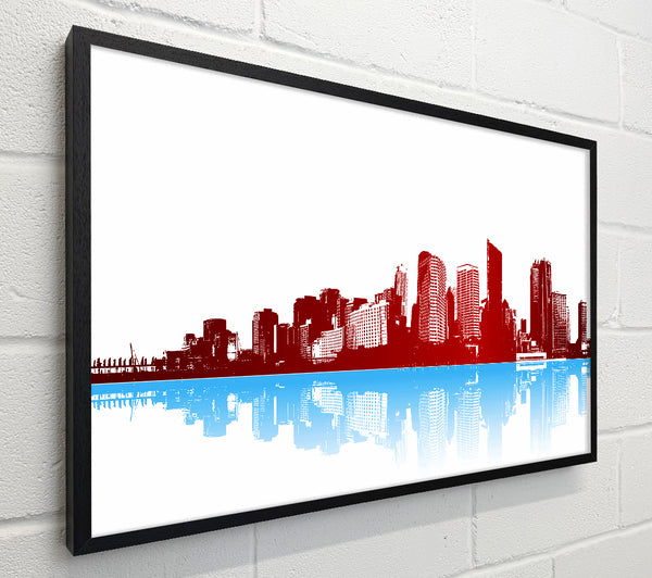 Red New York In Blue Reflections