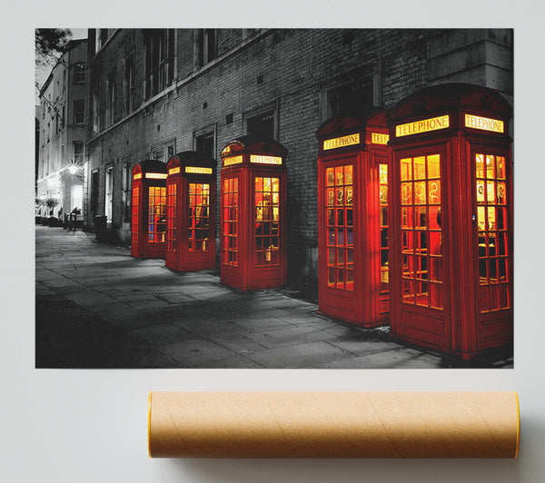 Red Telephone Boxes London England Giclee Print