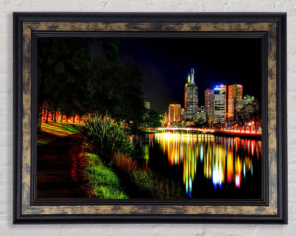 Reflections Of A City River Framed Print