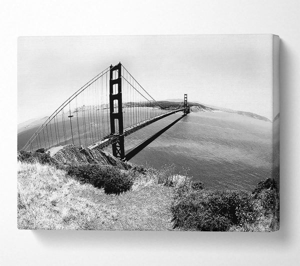  A Canvas Print of San Francisco Bridge B n W Across The Waters Canvas Print