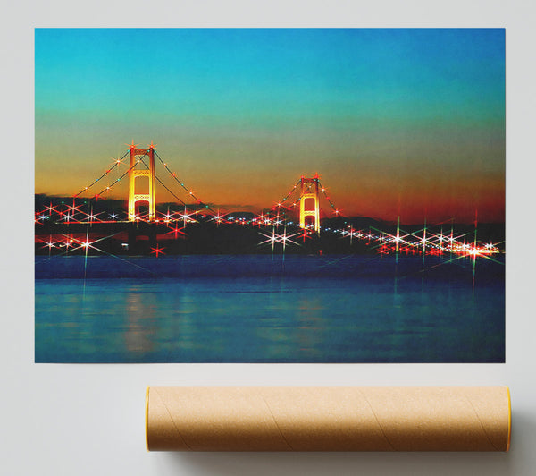 San Francisco Bridge Lights Poster