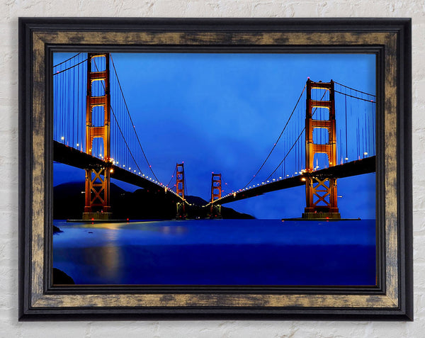 San Francisco Bridge Twins Blue Hue Framed Print
