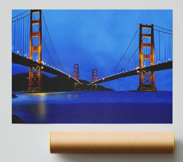 San Francisco Bridge Twins Blue Hue Giclee Print