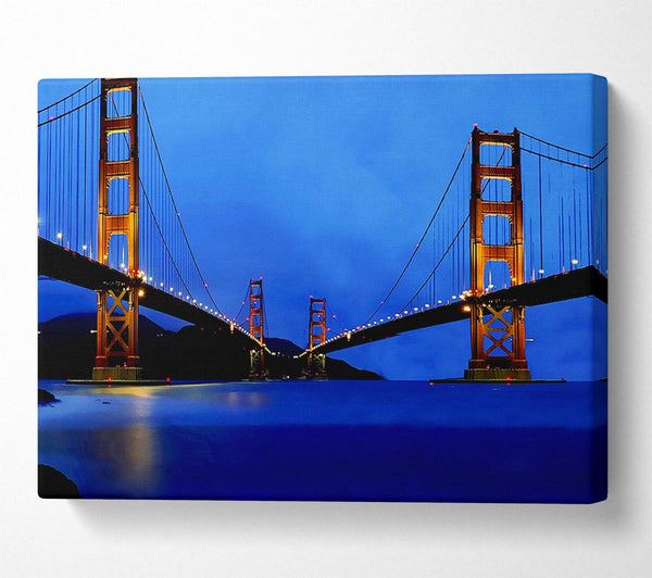  A Canvas Print of San Francisco Bridge Twins Blue Hue Canvas Print