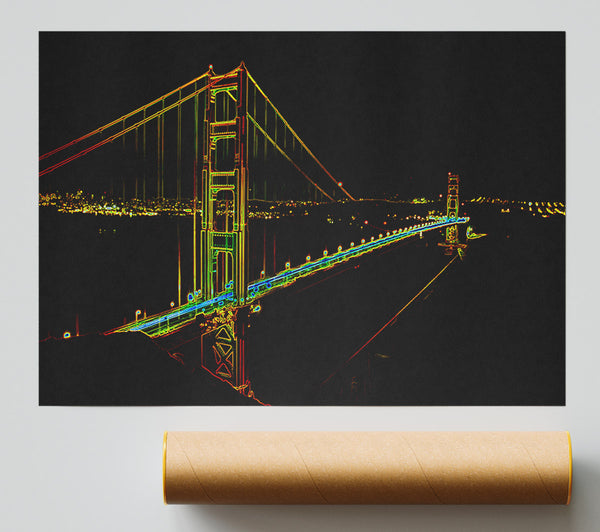 San Francisco Bridge Psychedelic Giclee Print