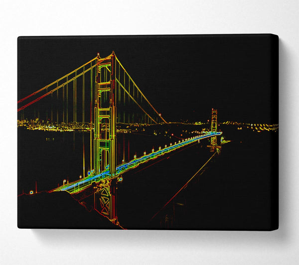  A Canvas Print of San francisco Bridge Psychedelic Canvas Print