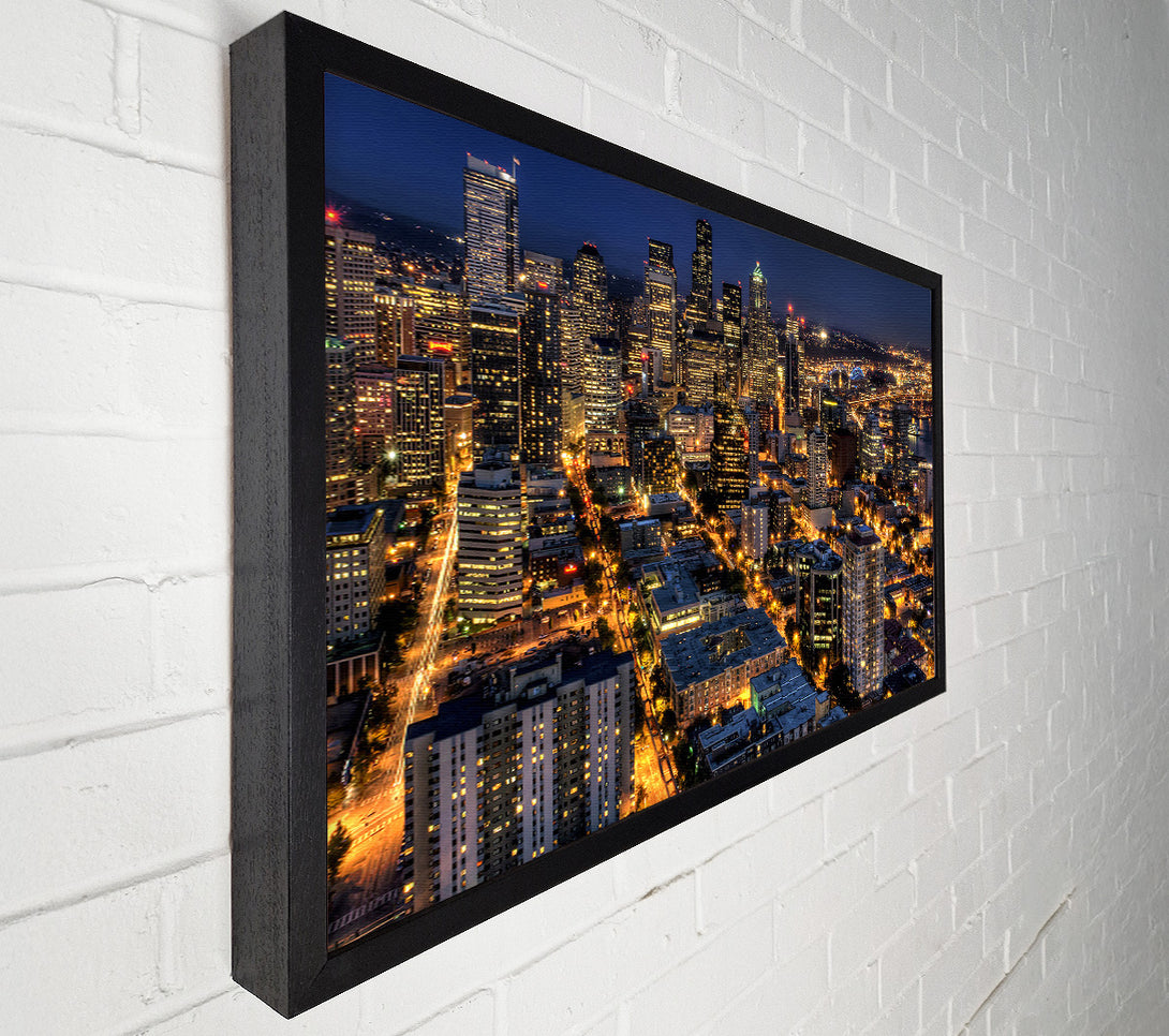  A Canvas Print of Seattle At Night From The Space Needle Canvas Art