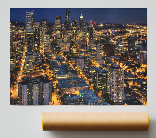 Seattle At Night From The Space Needle Print