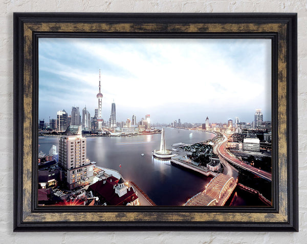 Shanghai Skyline Framed Print
