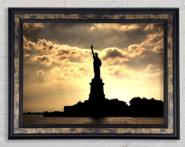 Statue Of Liberty United States Morning Rays Framed Print