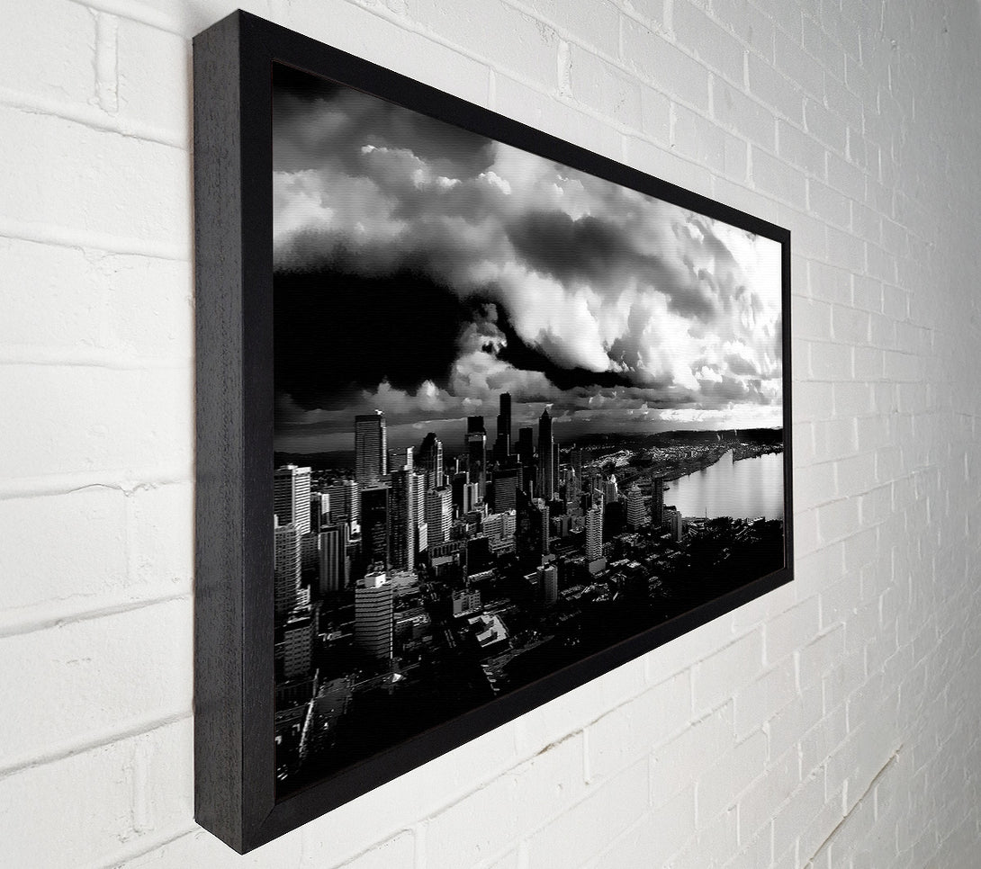  A Canvas Print of Storm Over City B n W Canvas Wall Art
