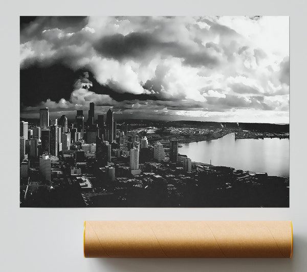 Storm Over City B N W Print
