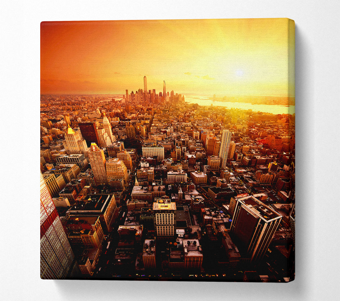  A Canvas Print of Sunburst Over New York City Canvas Wall Art