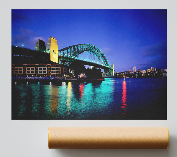 Sydney Harbour Bridge Blue Glow Poster