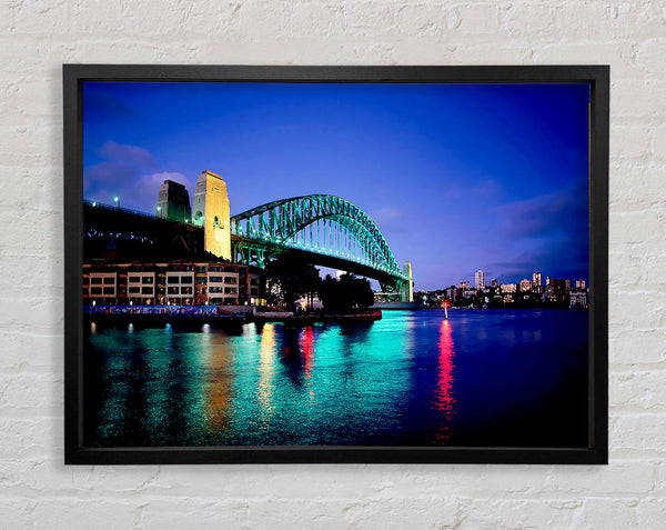 Sydney Harbour Bridge Blue Glow Framed Print
