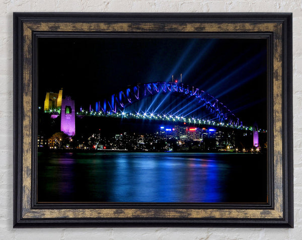 Sydney Harbour Bridge Blue Light Framed Print