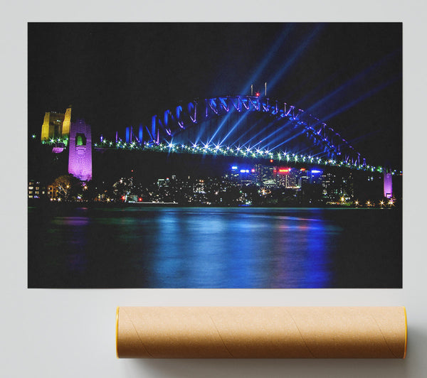 Sydney Harbour Bridge Blue Light Giclee Print